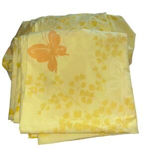 Vintage Springmaid MARIPOSA BUTTERFLY Yellow Orange Twin Flat & Fitted 2pc